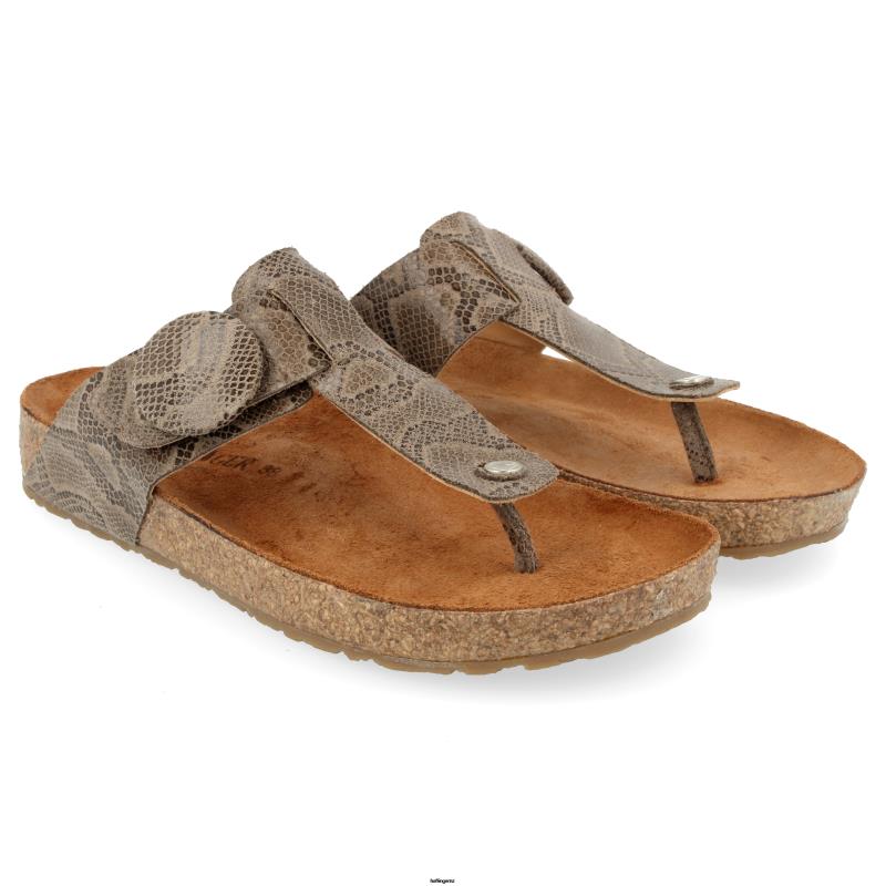 Haflinger Sandal PBP0T104 Women BIG BUCKLE CORINNA Taupe Reptile